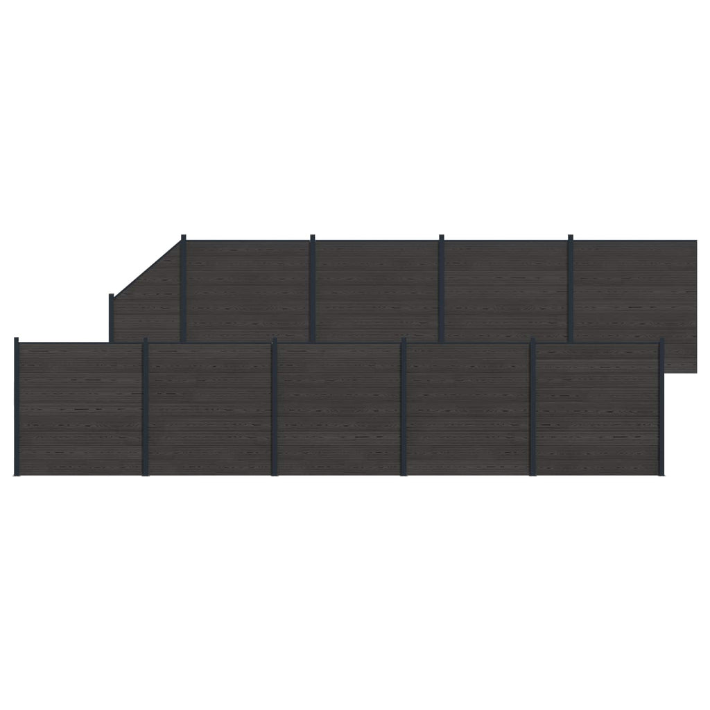 Pannello di Recinzione 10 pcs WPC e Alluminio Nero