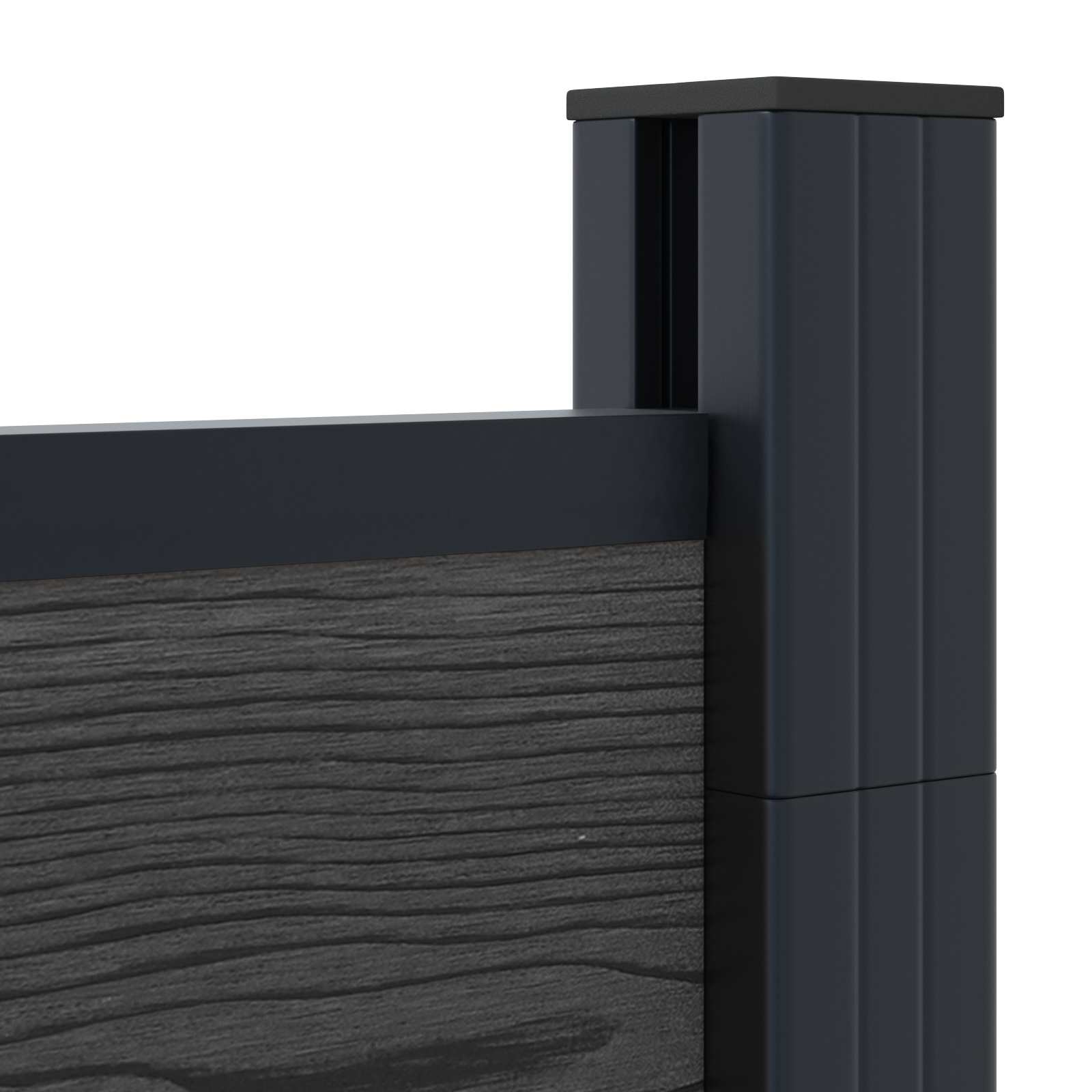 Pannello di Recinzione 11 pz WPC e Alluminio Nero 1830x186 cm