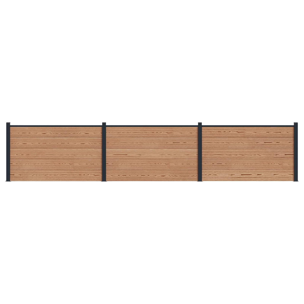 Pannello di Recinzione WPC e Alluminio 3 pezzi Marrone 526x105 cm