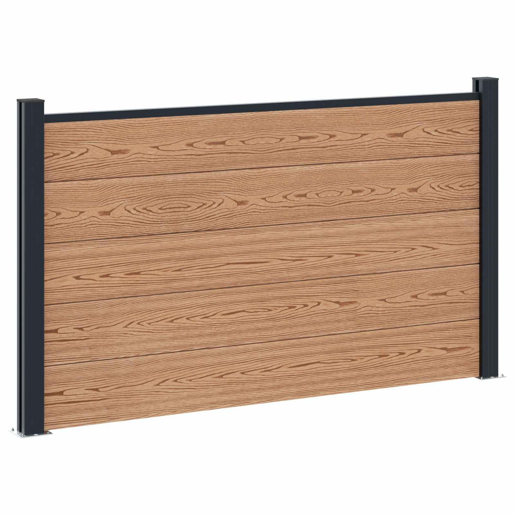 Pannello di Recinzione WPC e Alluminio 3 pezzi Marrone 526x105 cm