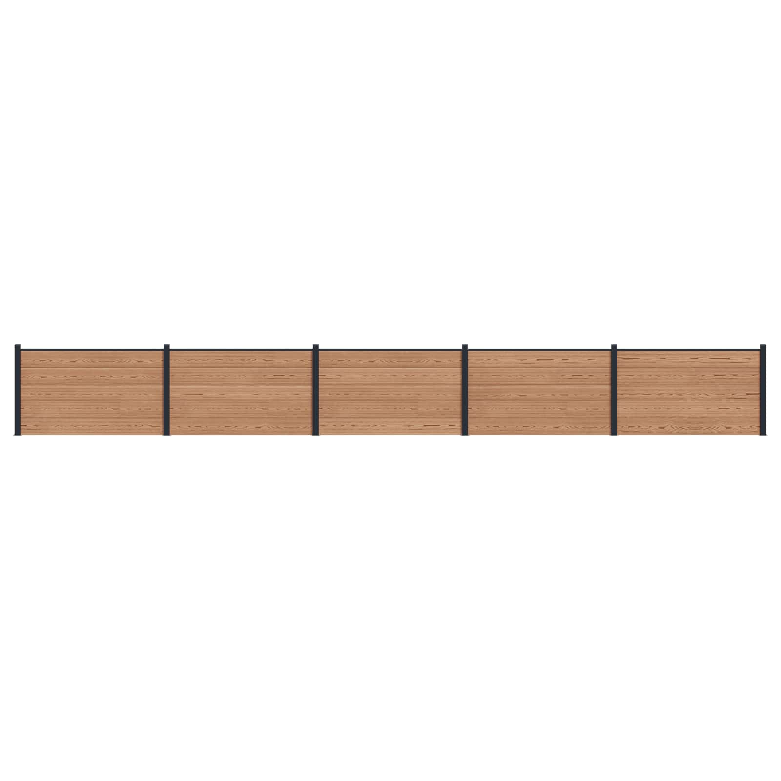 Pannello di Recinzione WPC e Alluminio 5 pezzi Marrone 872x105 cm