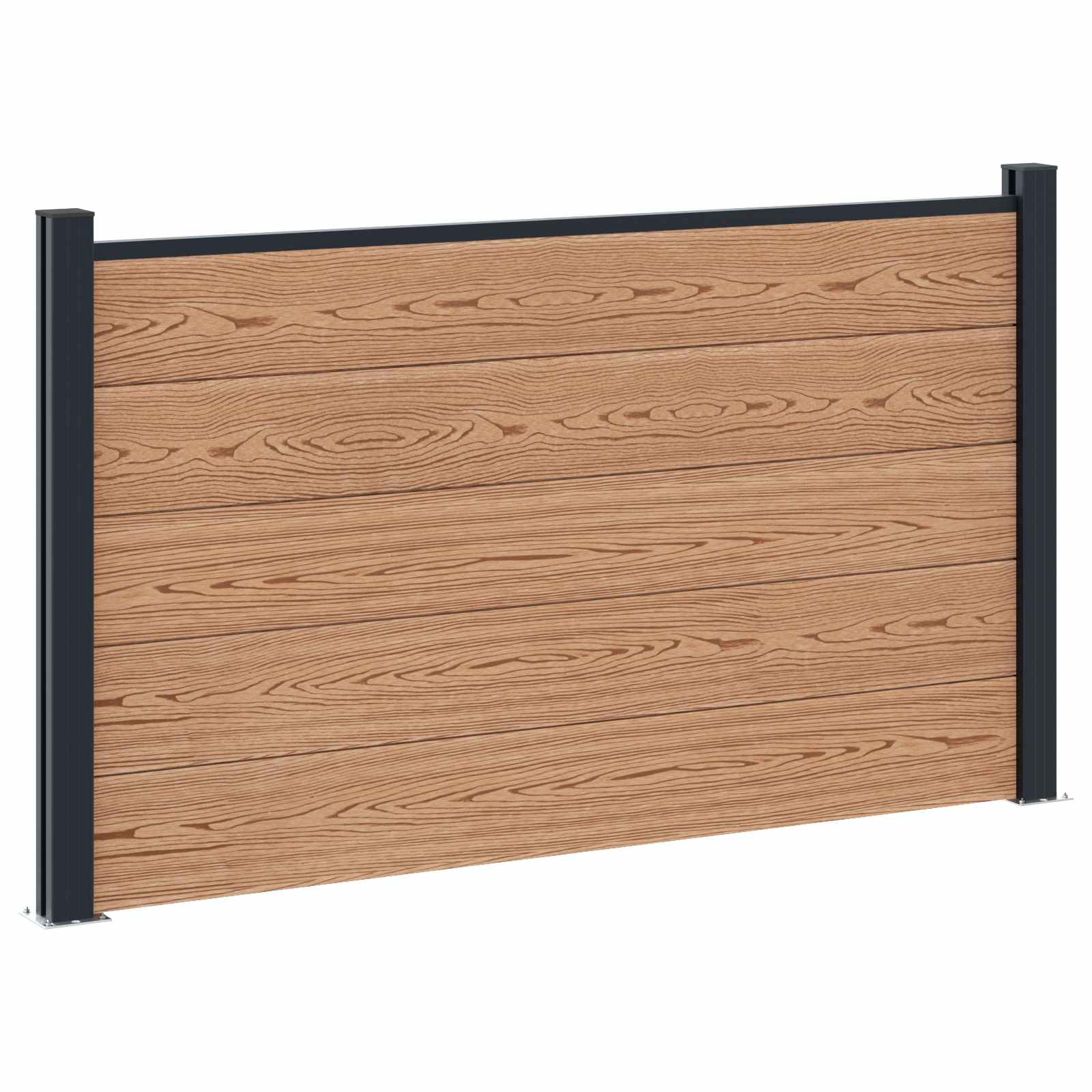 Pannello di Recinzione WPC e Alluminio 5 pezzi Marrone 872x105 cm