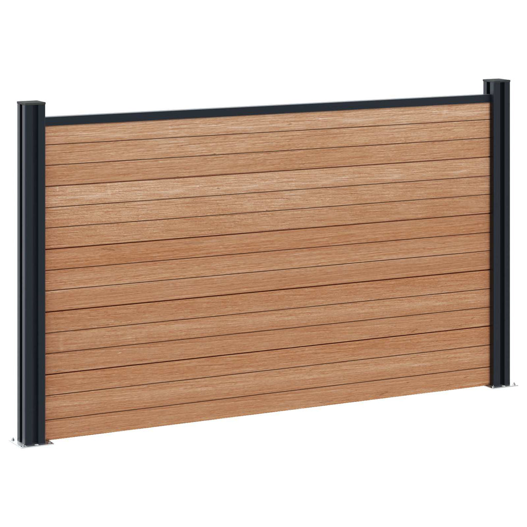 Pannello di Recinzione WPC e Alluminio 5 pezzi Marrone 872x105 cm