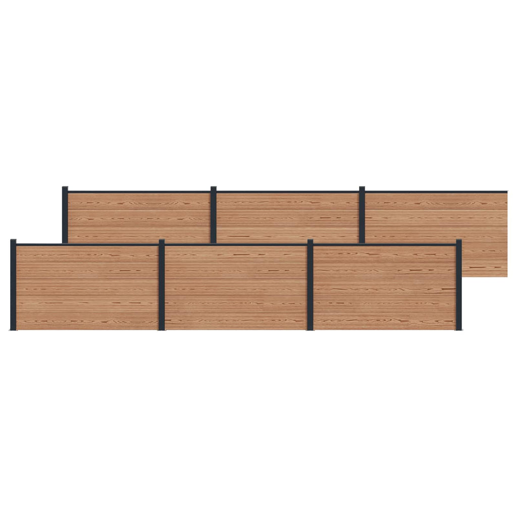 Pannello di Recinzione 6 pcs WPC e Alluminio Marrone