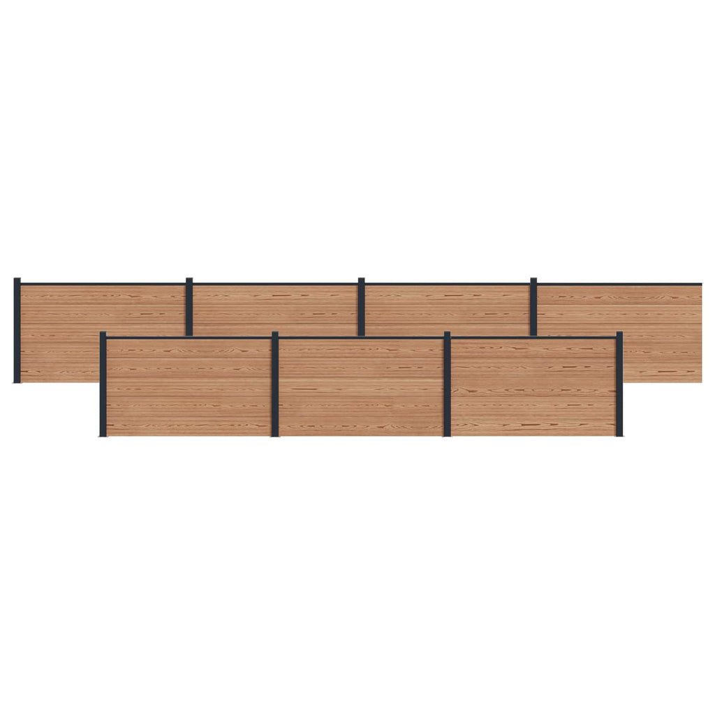 Pannello di Recinzione WPC e Alluminio Marrone 7 pz - 1218x105 cm