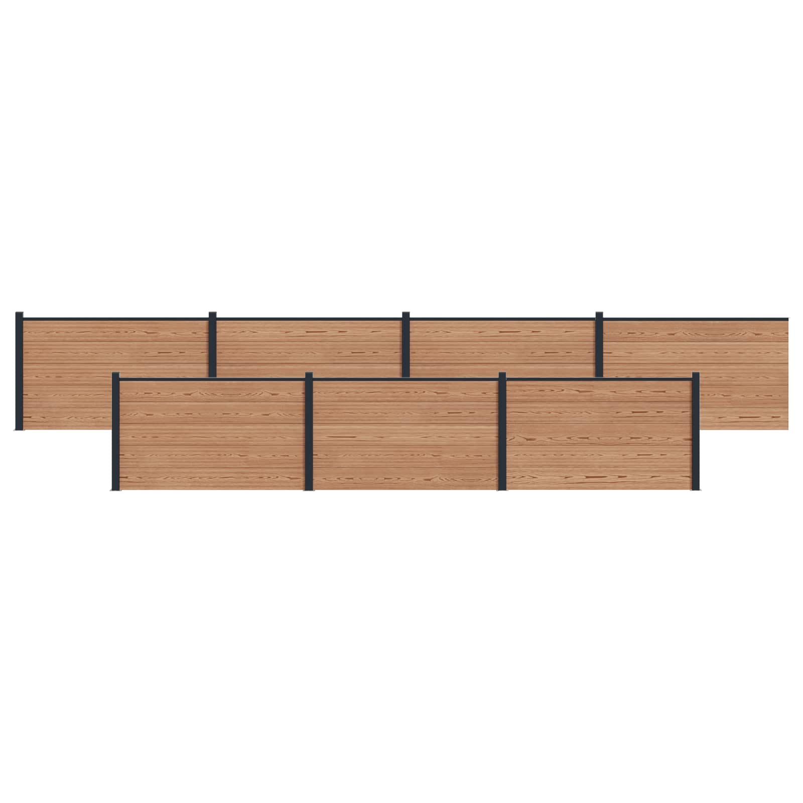 Pannello di Recinzione WPC e Alluminio Marrone 7 pz - 1218x105 cm