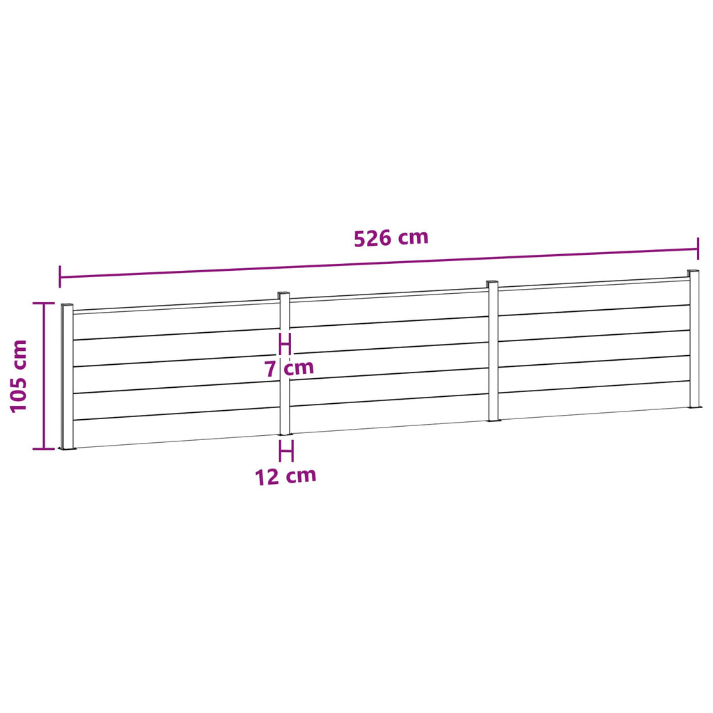 Pannello di Recinzione WPC e Alluminio Grigio - 3 pz