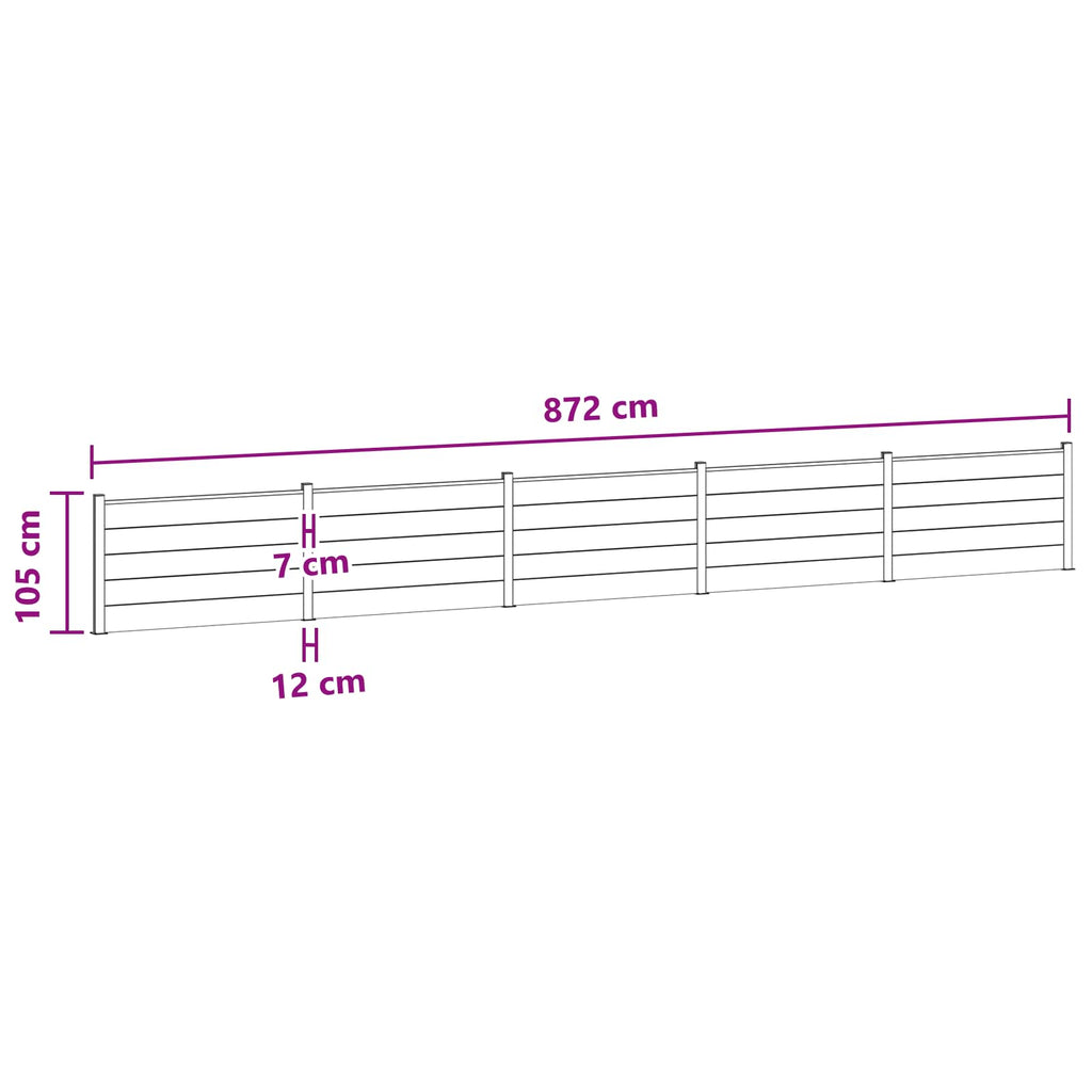 Pannello di Recinzione 5 pezzi WPC e Alluminio Grigio