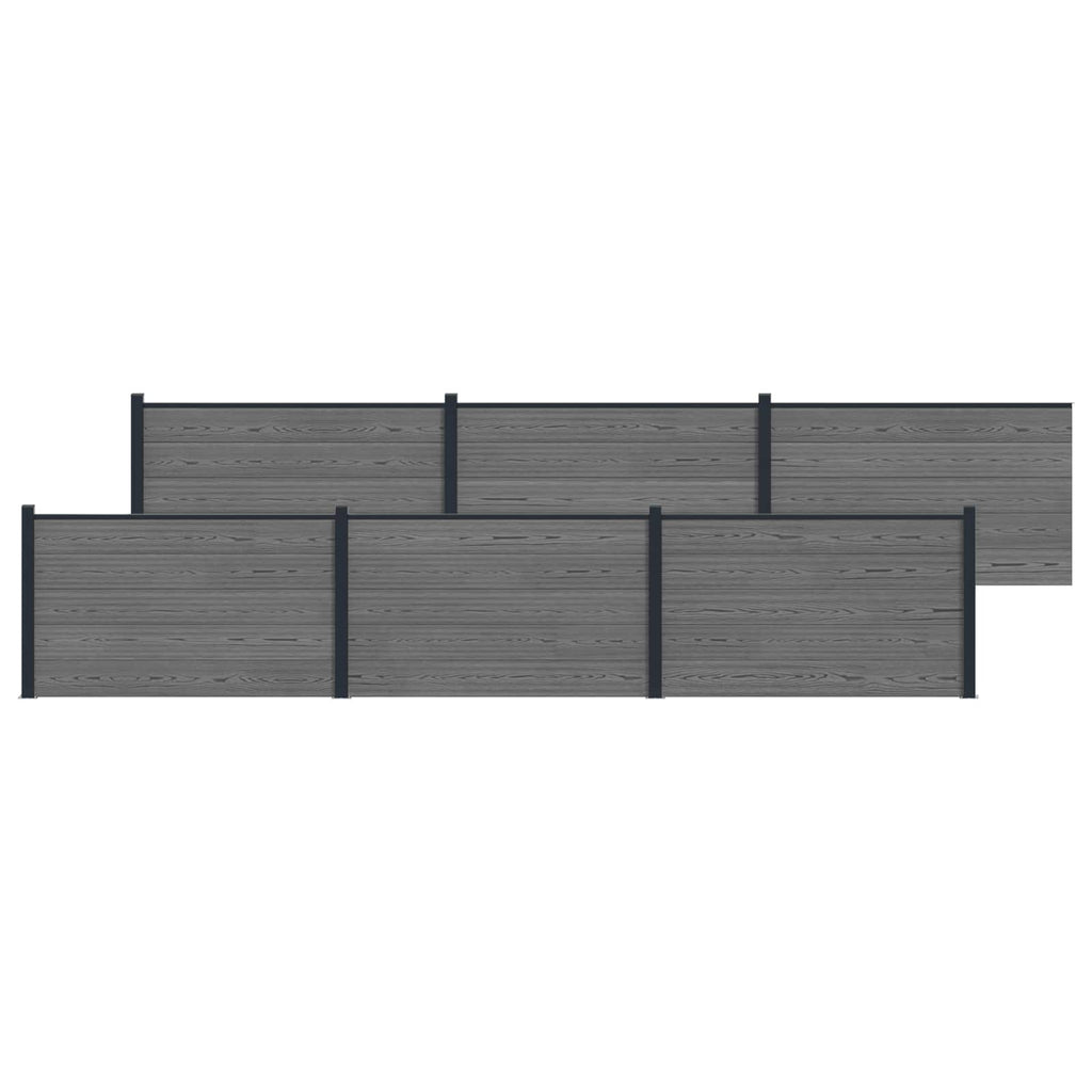 Pannello di Recinzione 6 pz WPC e Alluminio Grigio 1045x105 cm
