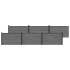 Pannello di Recinzione 6 pz WPC e Alluminio Grigio 1045x105 cm