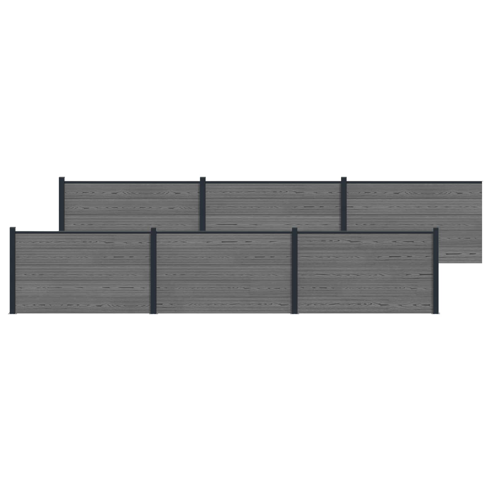 Pannello di Recinzione 6 pz WPC e Alluminio Grigio 1045x105 cm