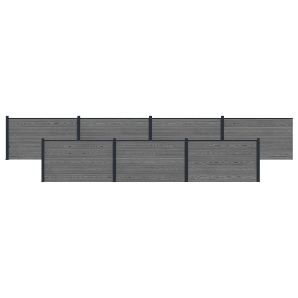Pannello di Recinzione 7 pcs WPC e Alluminio Grigio