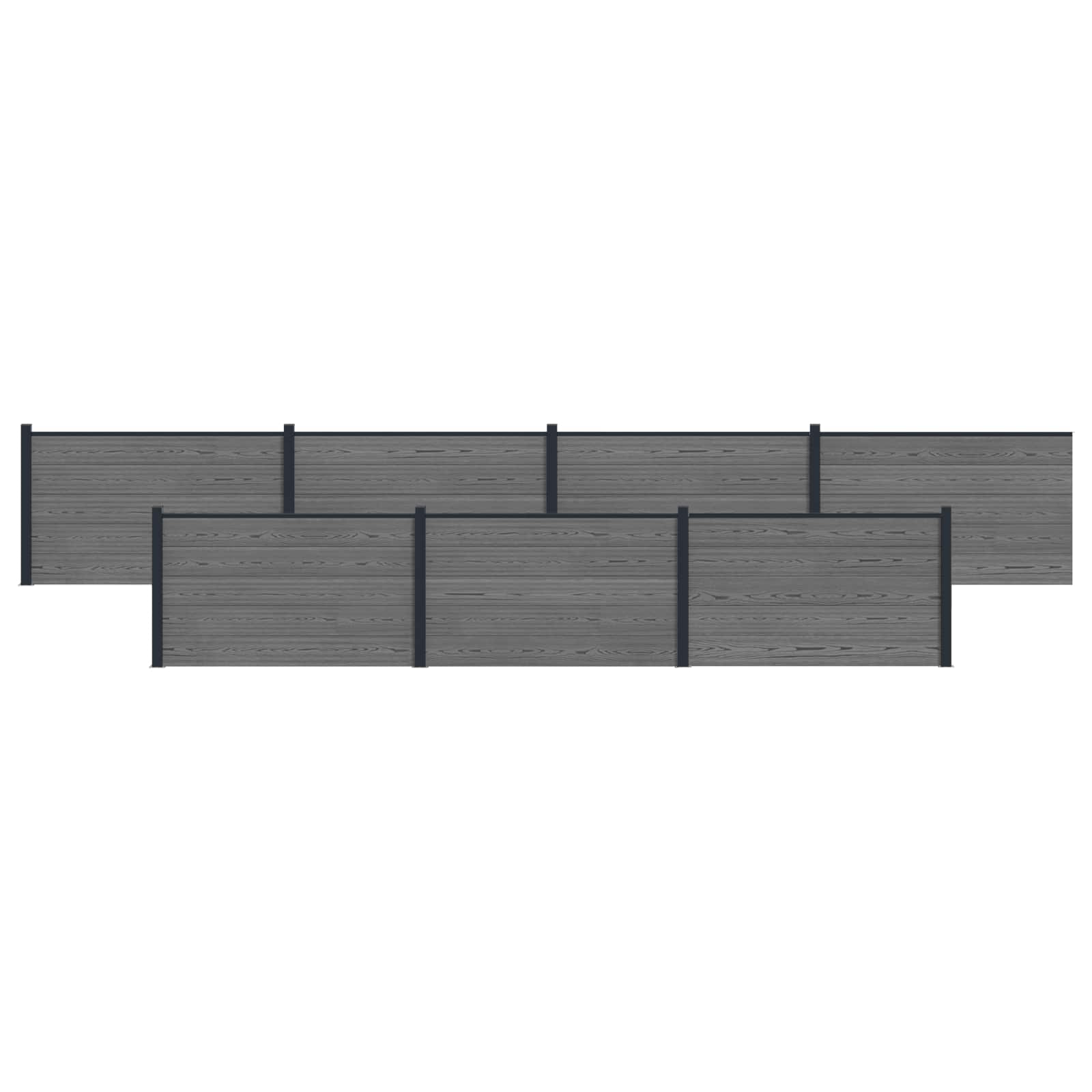 Pannello di Recinzione 7 pcs WPC e Alluminio Grigio