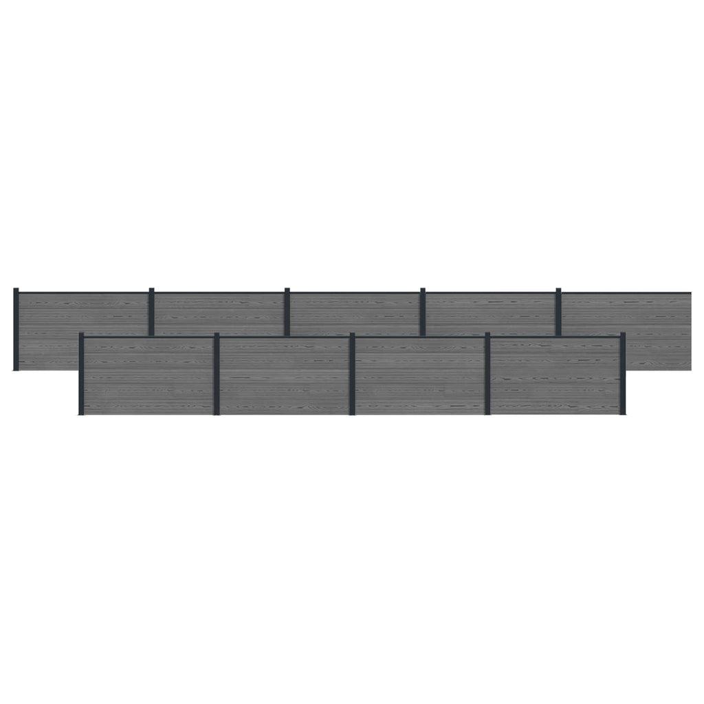 Pannello di Recinzione WPC e Alluminio Grigio 9 pcs - 1564x105 cm