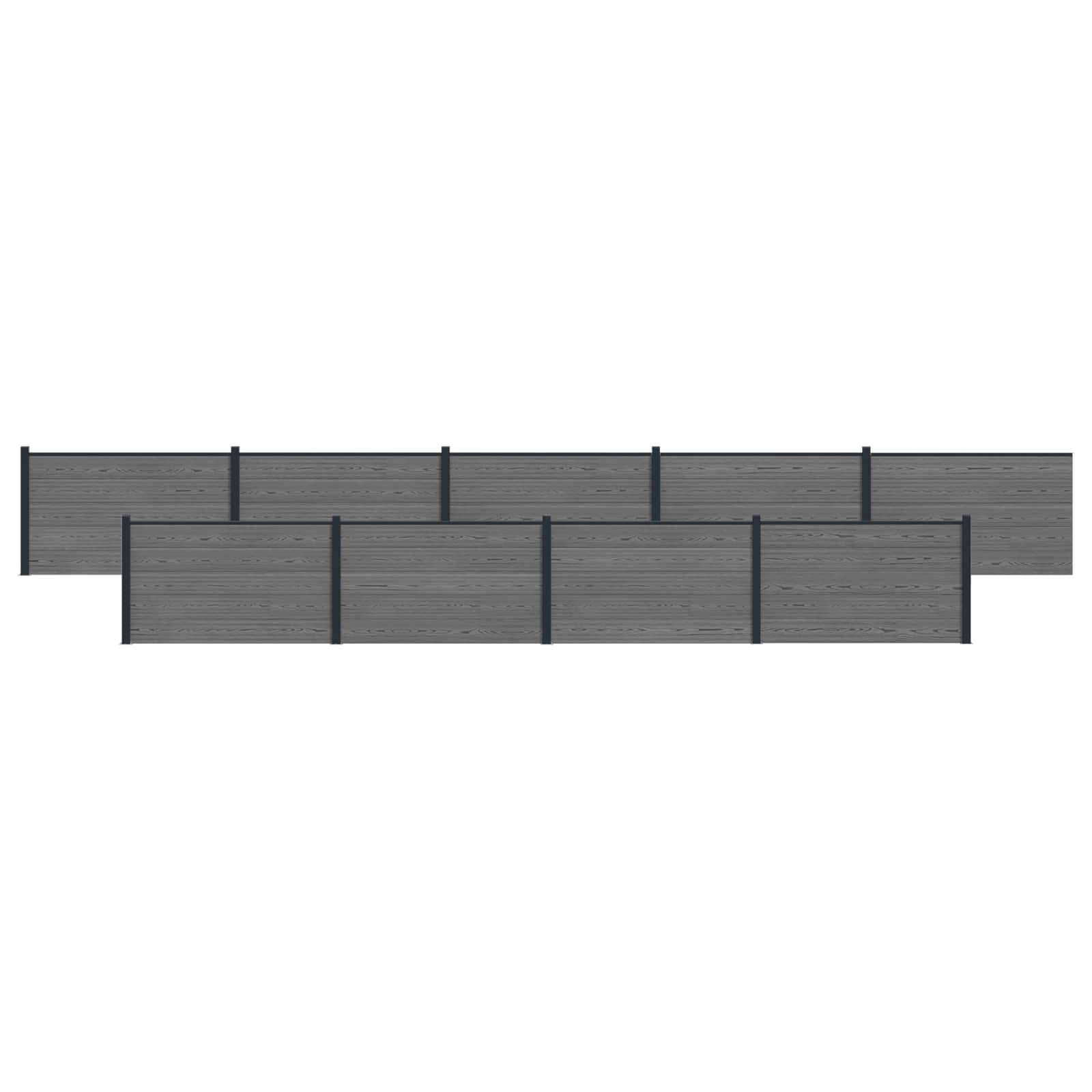 Pannello di Recinzione WPC e Alluminio Grigio 9 pcs - 1564x105 cm