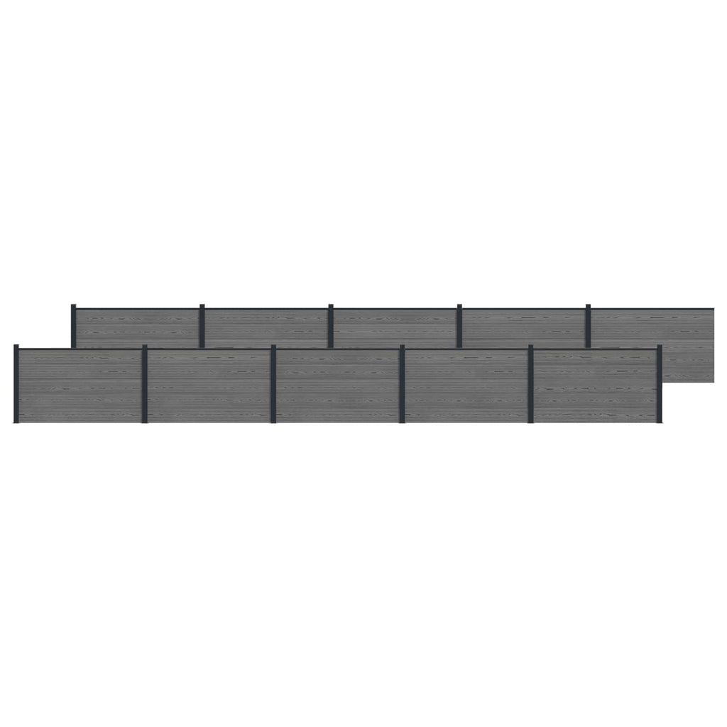 Pannello di Recinzione 10 pezzi WPC e Alluminio Grigio