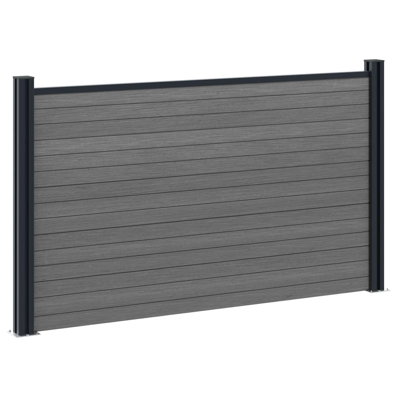 Pannello di Recinzione 10 pezzi WPC e Alluminio Grigio