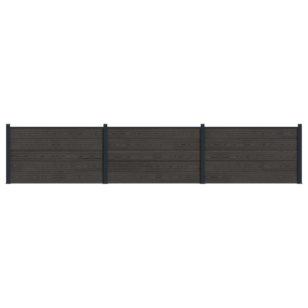 Pannello di Recinzione 3 pezzi WPC e Alluminio Nero 526x105 cm