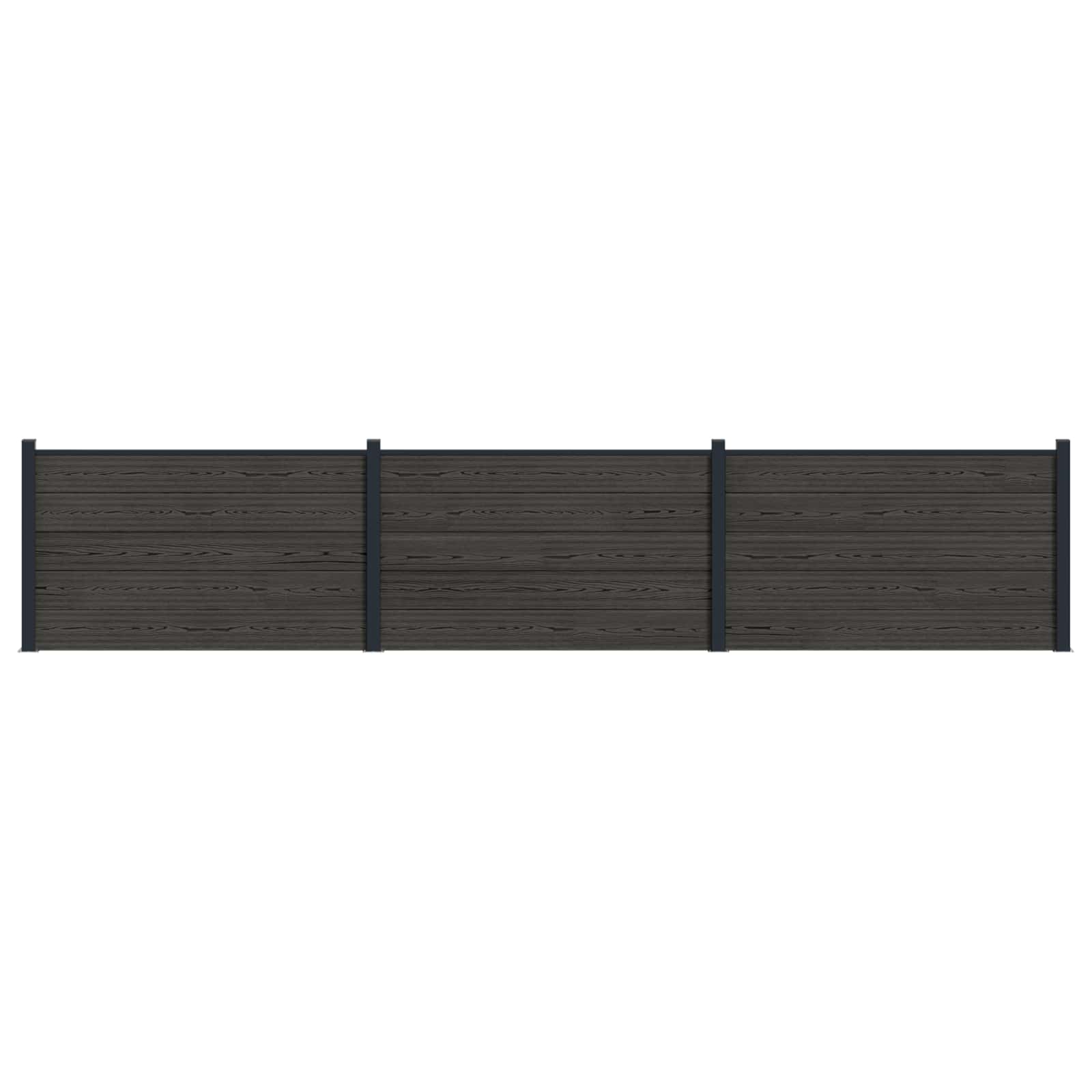 Pannello di Recinzione 3 pezzi WPC e Alluminio Nero 526x105 cm