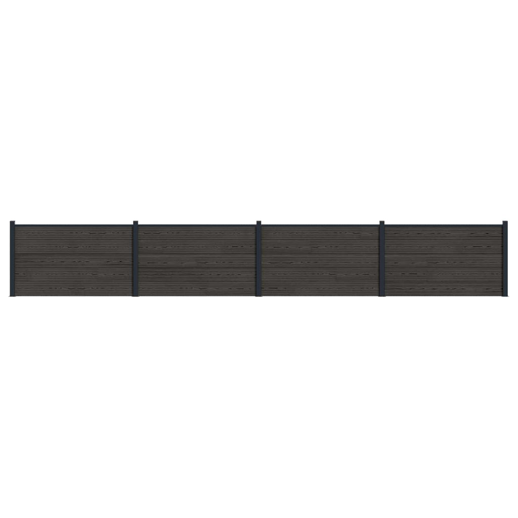 Pannello di Recinzione 4 pz WPC e Alluminio Nero 699x105 cm
