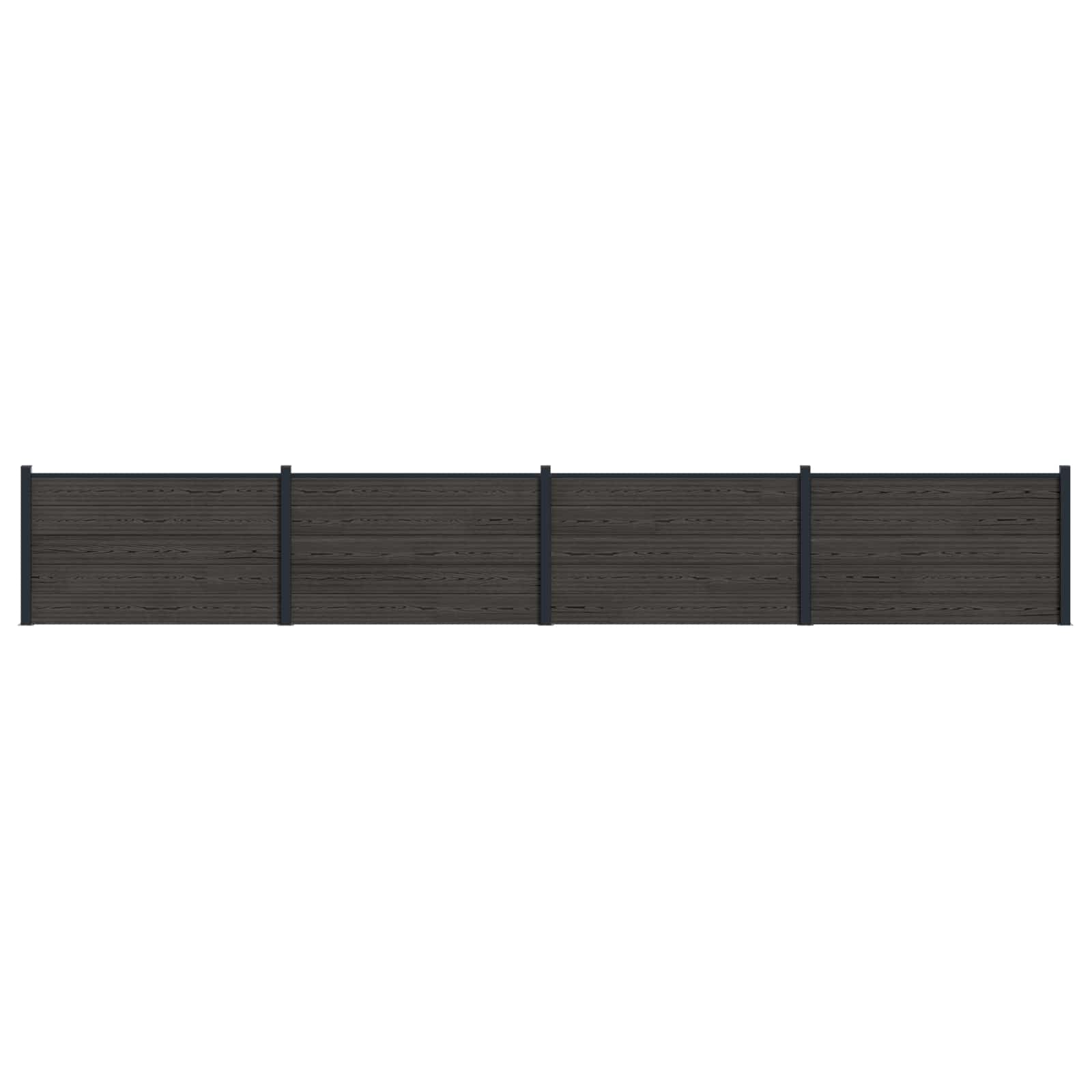 Pannello di Recinzione 4 pz WPC e Alluminio Nero 699x105 cm