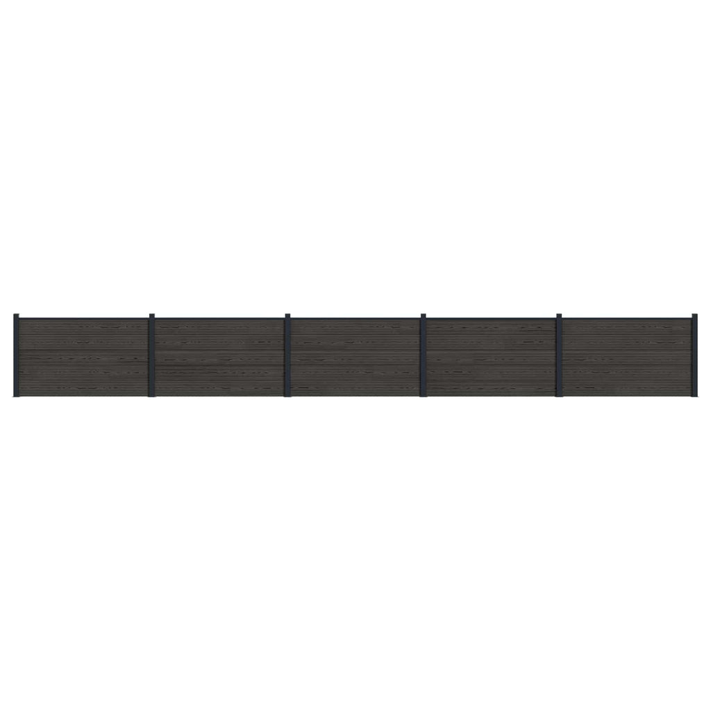 Pannello di Recinzione 5 pz WPC e Alluminio Nero 872x105 cm