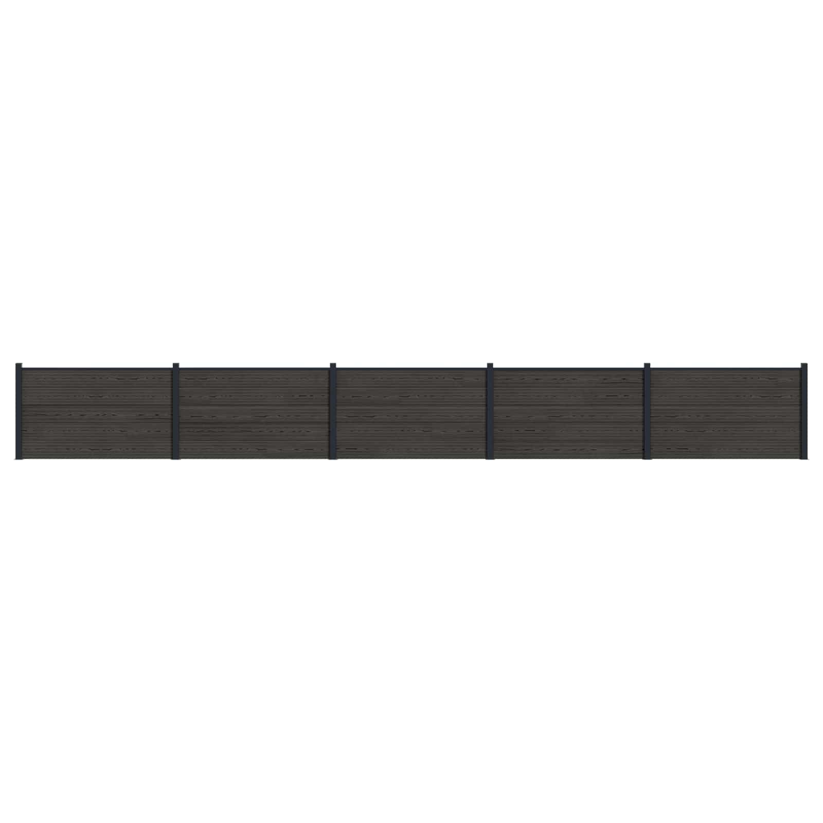 Pannello di Recinzione 5 pz WPC e Alluminio Nero 872x105 cm