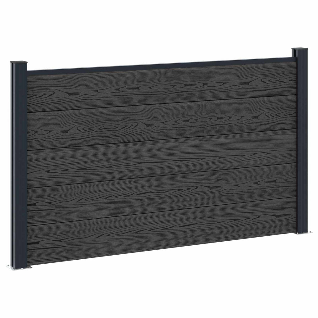 Pannello di Recinzione 5 pz WPC e Alluminio Nero 872x105 cm