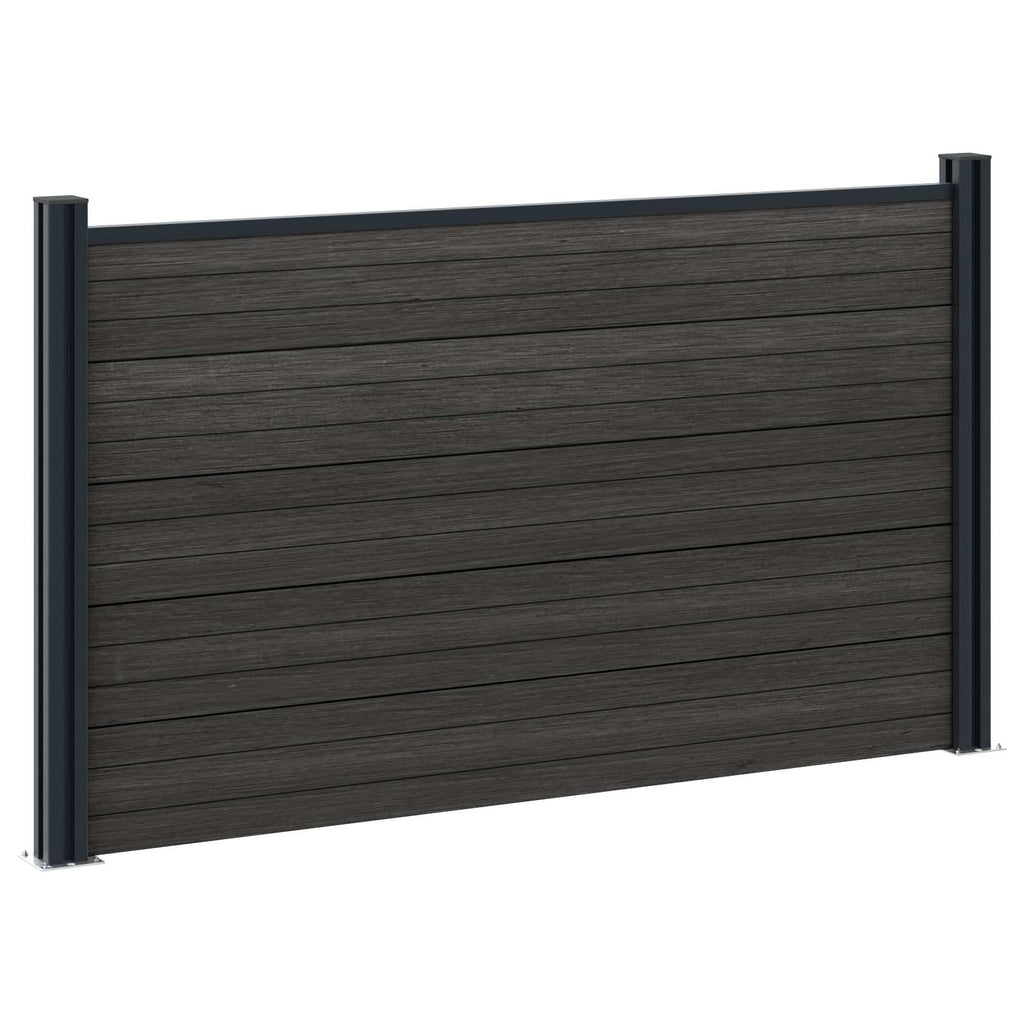 Pannello di Recinzione 5 pz WPC e Alluminio Nero 872x105 cm