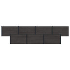 Pannello di Recinzione 7 pcs WPC e Alluminio Nero 1218x105 cm