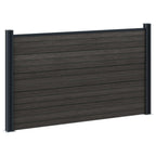 Pannello di Recinzione 7 pcs WPC e Alluminio Nero 1218x105 cm