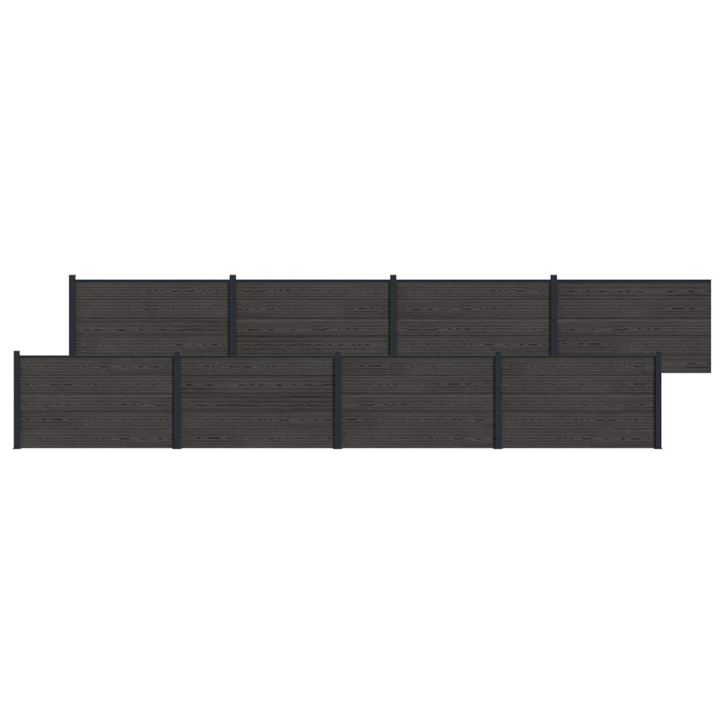 Pannello di Recinzione 8 pezzi WPC e Alluminio Nero 1391 x 105 cm