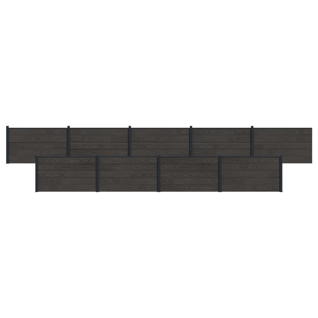 Pannello di Recinzione 9 pcs WPC e Alluminio Nero
