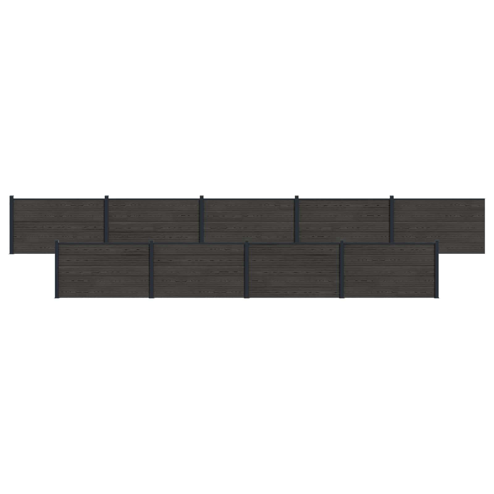 Pannello di Recinzione 9 pcs WPC e Alluminio Nero
