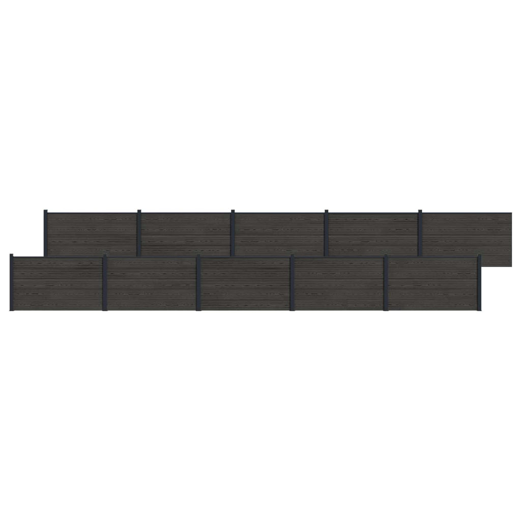 Pannello di Recinzione WPC e Alluminio Nero 1737x105 cm - Set 10 pz