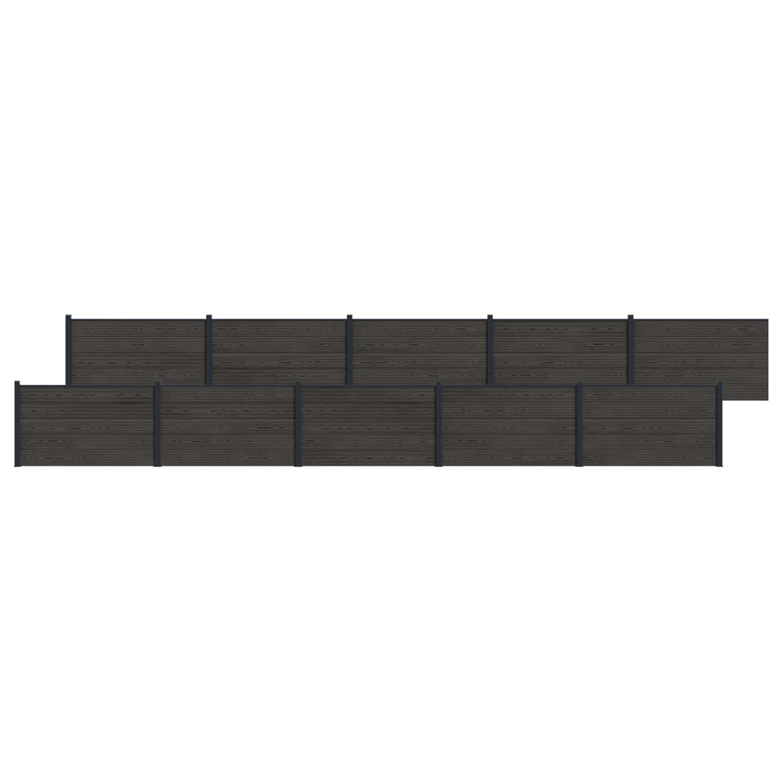 Pannello di Recinzione WPC e Alluminio Nero 1737x105 cm - Set 10 pz