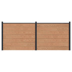 Pannello di Recinzione WPC e Alluminio Marrone 2 pz