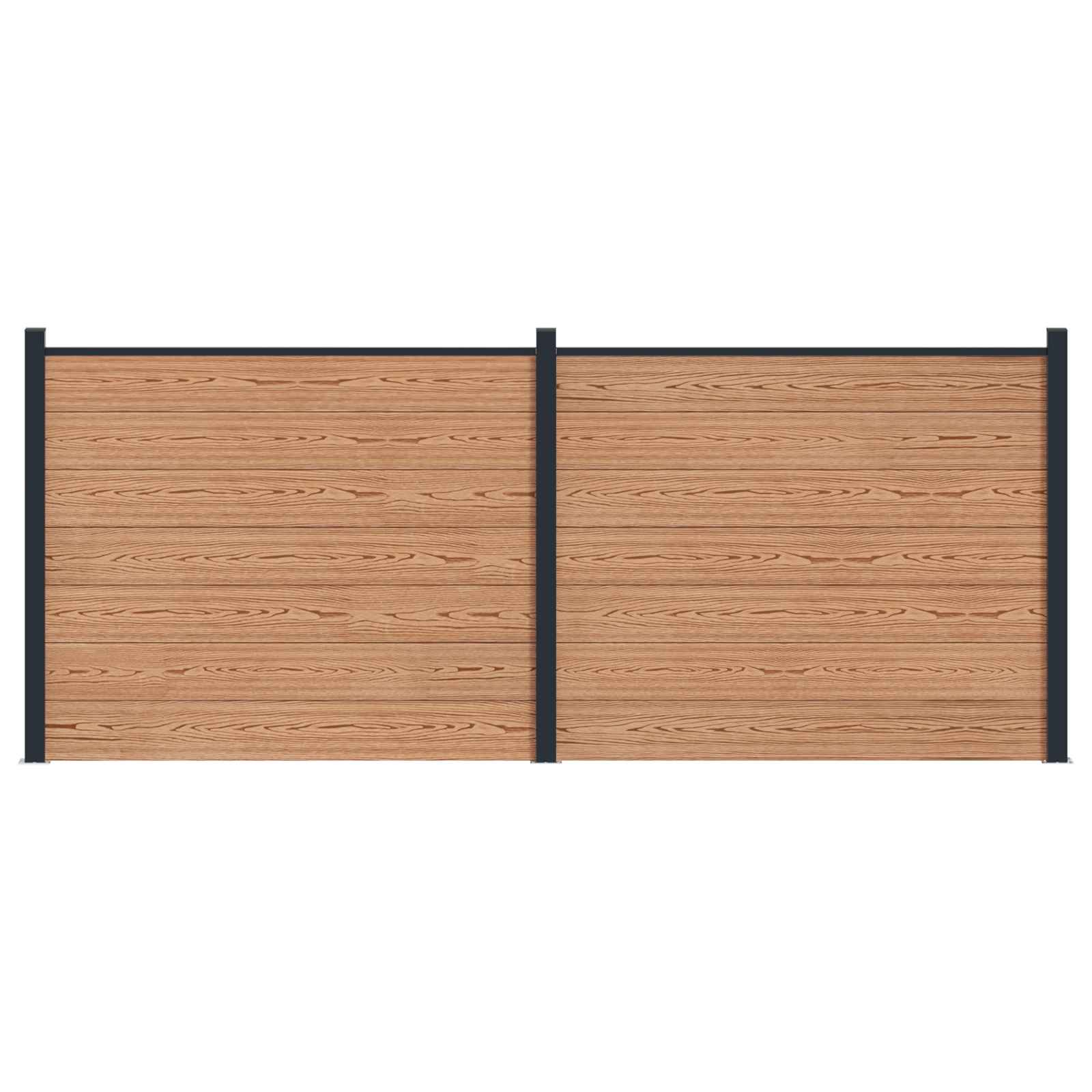 Pannello di Recinzione WPC e Alluminio Marrone 2 pz