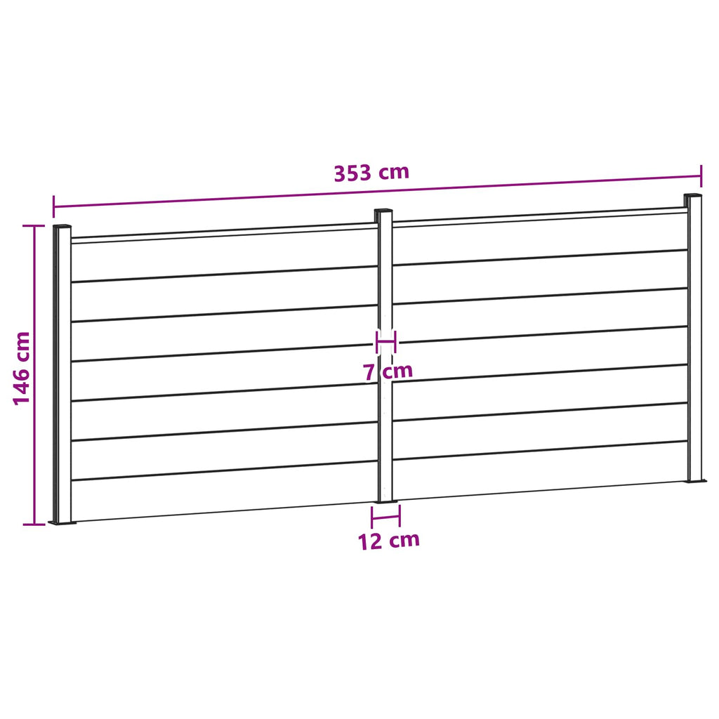 Pannello di Recinzione WPC e Alluminio Marrone 2 pz