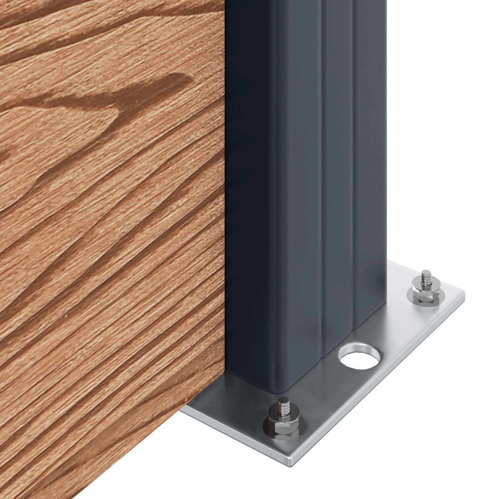 Pannello di Recinzione 3 pezzi WPC e Alluminio Marrone