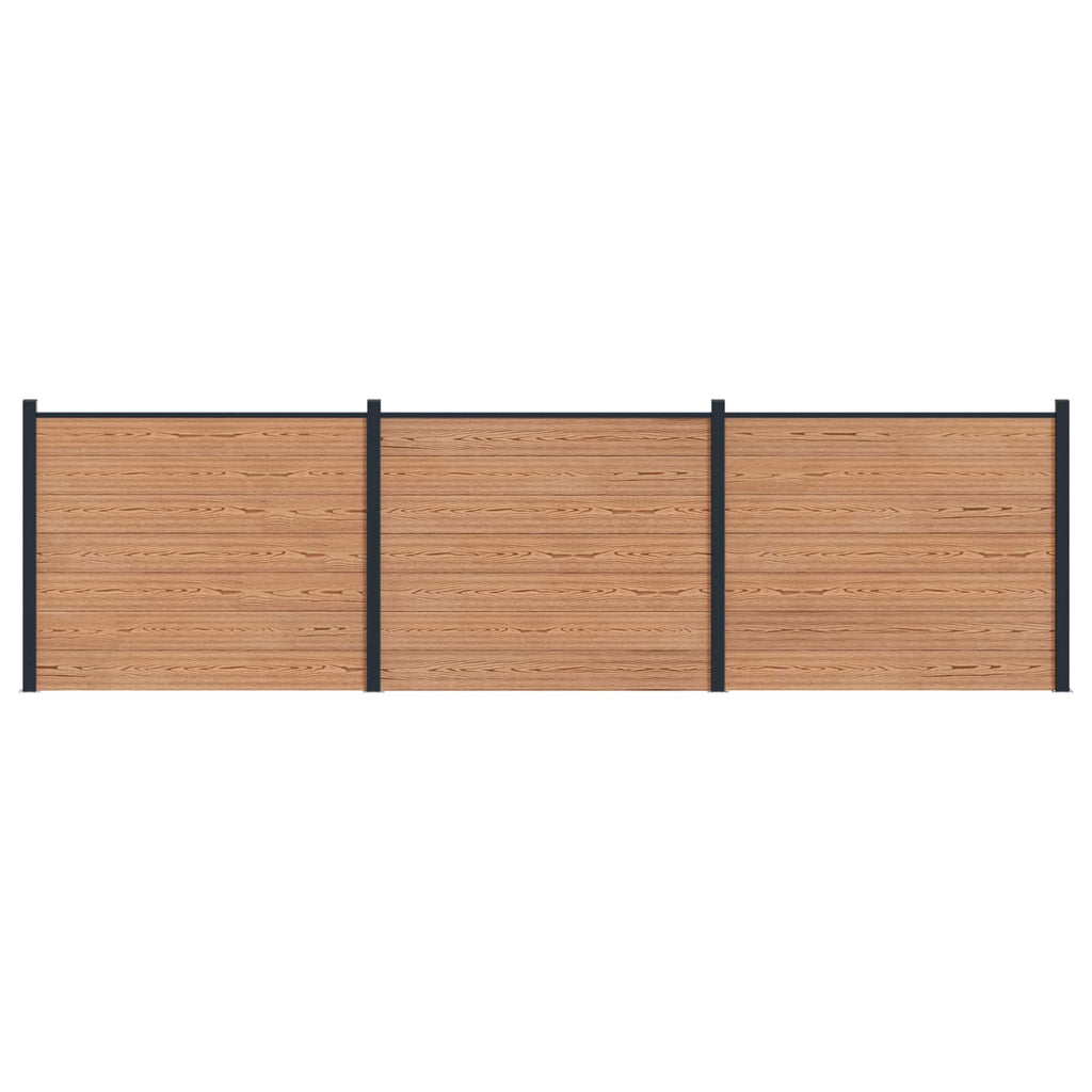 Pannello di Recinzione 3 pezzi WPC e Alluminio Marrone