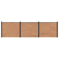 Pannello di Recinzione 3 pezzi WPC e Alluminio Marrone