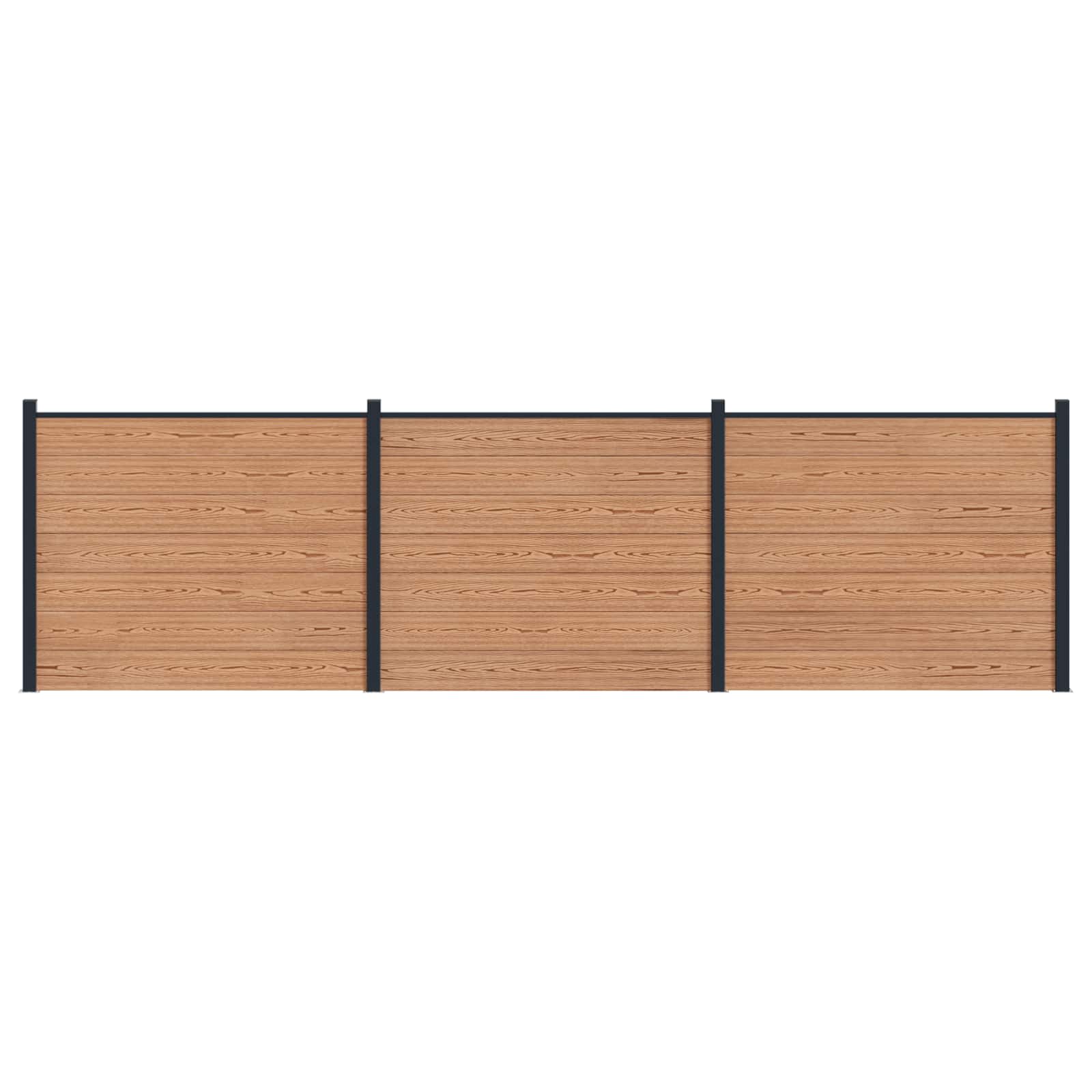 Pannello di Recinzione 3 pezzi WPC e Alluminio Marrone