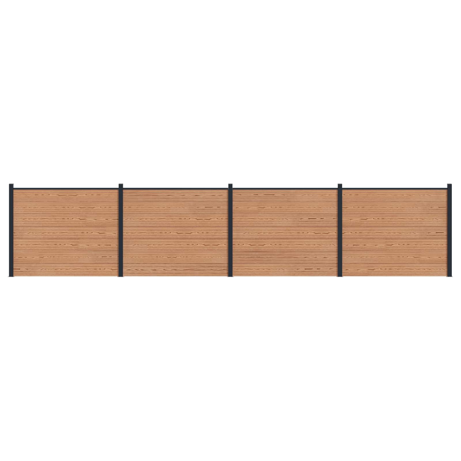 Pannello di Recinzione WPC e Alluminio Marrone 4 pcs