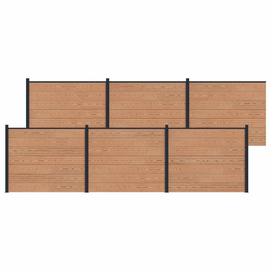 Pannello di Recinzione WPC e Alluminio 6 pz Marrone 1020x146 cm