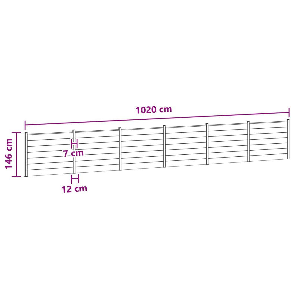 Pannello di Recinzione WPC e Alluminio 6 pz Marrone 1020x146 cm