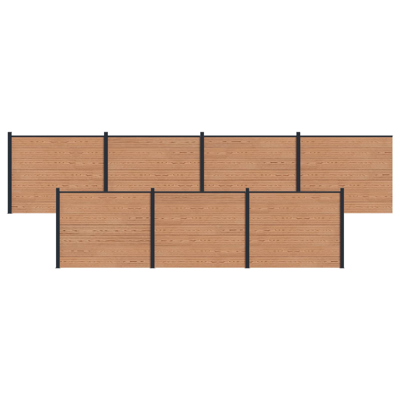 Pannello di Recinzione 7 pezzi WPC e Alluminio Marrone