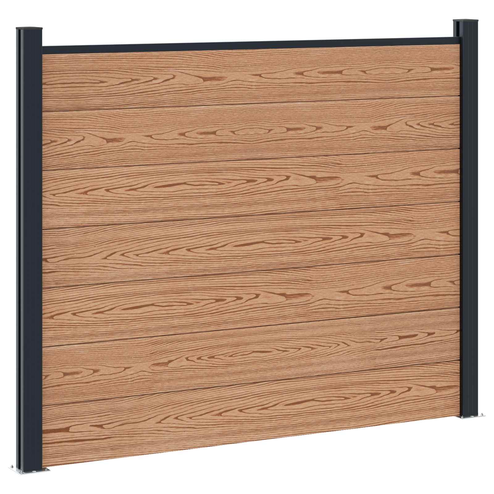 Pannello di Recinzione 7 pezzi WPC e Alluminio Marrone