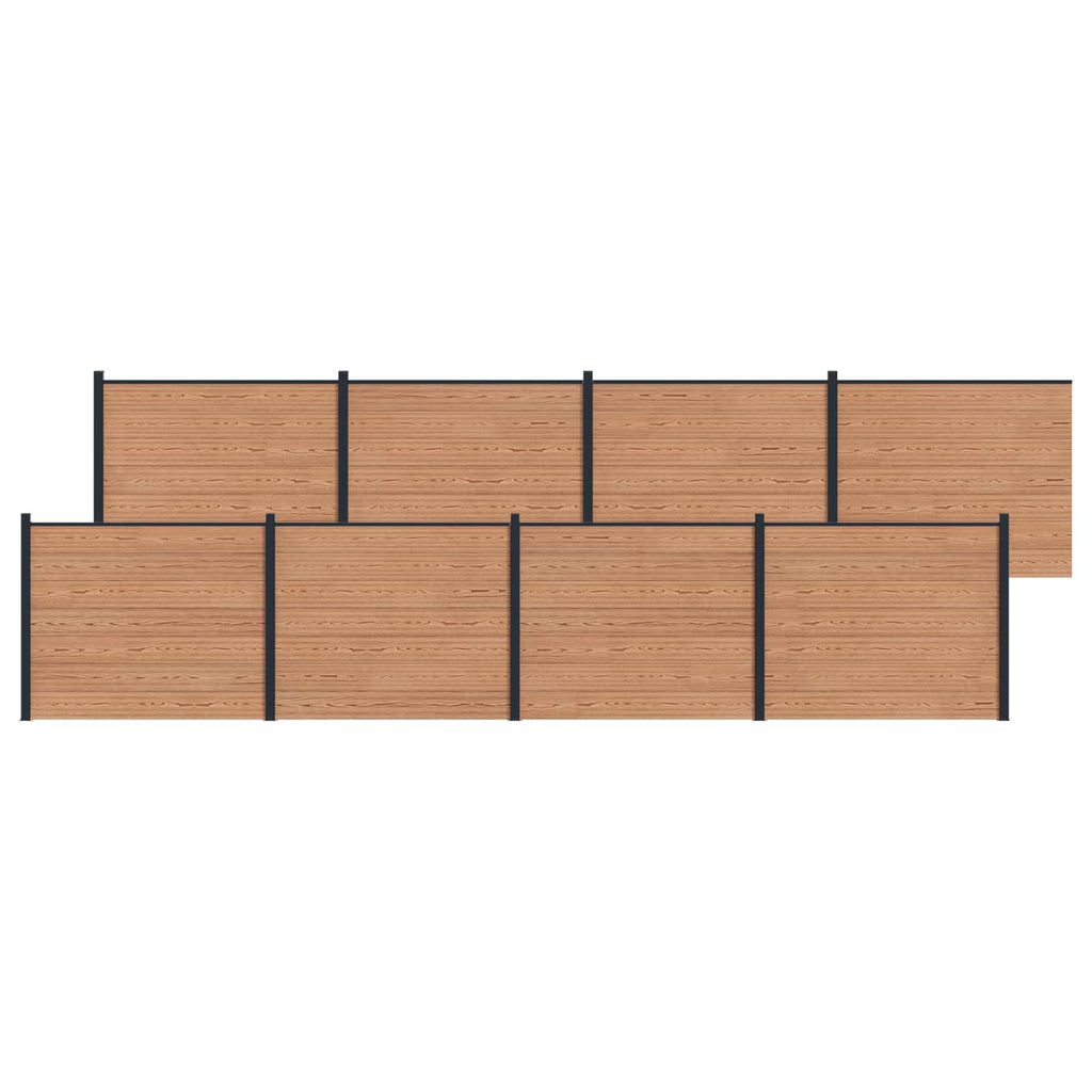 Pannello di Recinzione 8 pezzi WPC e Alluminio Marrone