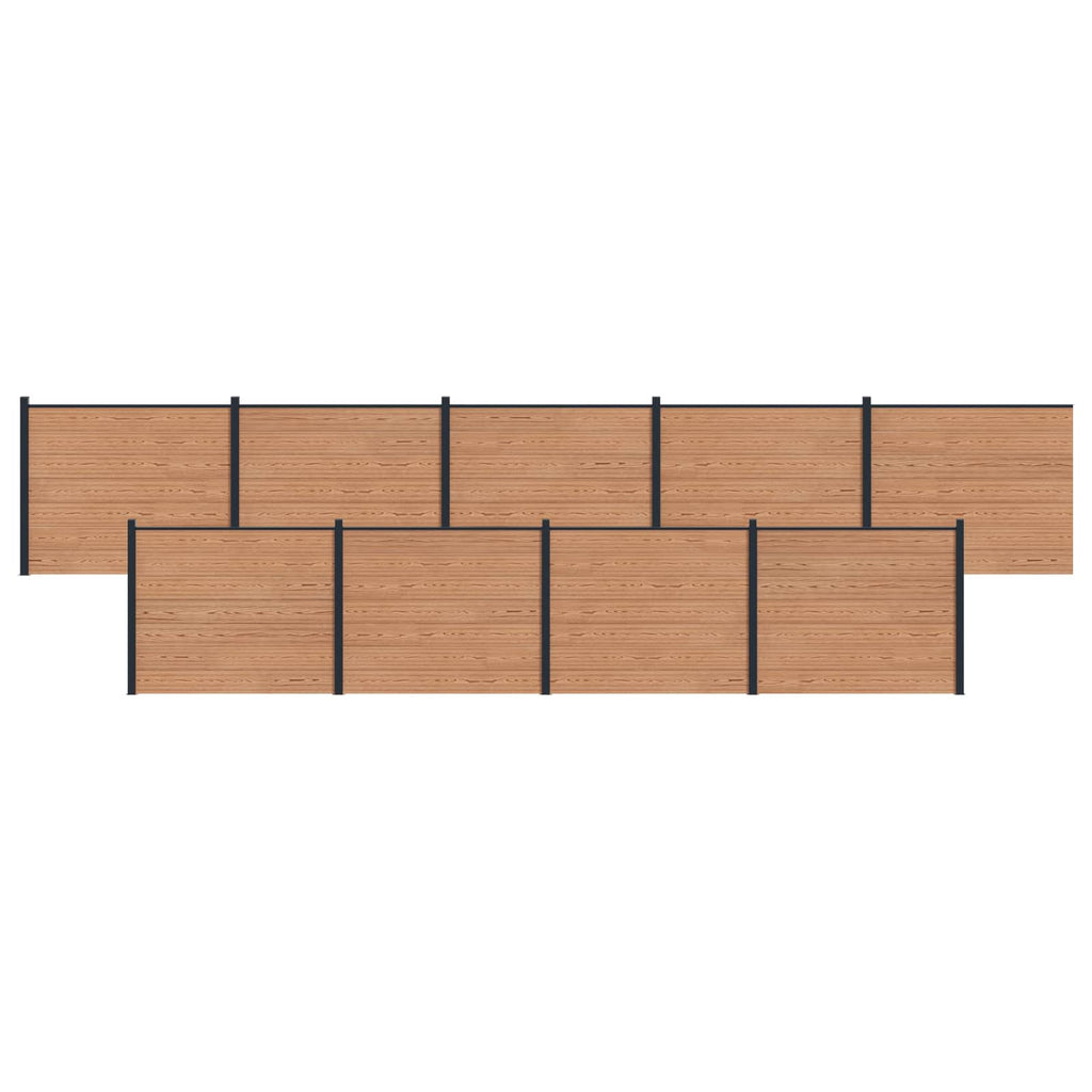 Pannello di Recinzione 9 pezzi WPC e Alluminio Marrone